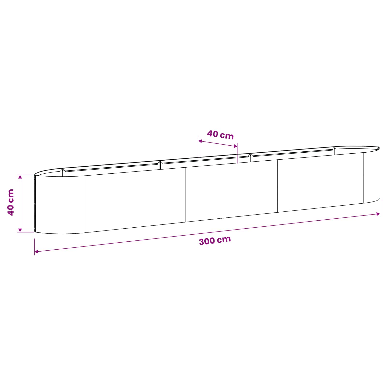 Letto rialzato da giardino Antracite 300 x 40 x 40 cm Acciaio | homemem39