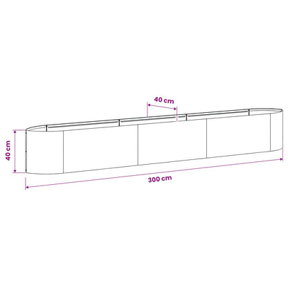 Letto rialzato da giardino Antracite 300 x 40 x 40 cm Acciaio | homemem39