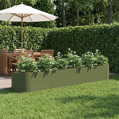 Letto rialzato da giardino Verde Oliva 300 x 40 x 40 cm Acciaio | homemem39
