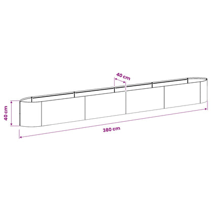 Letto rialzato da giardino Nero 380 x 40 x 40 cm Acciaio | homemem39
