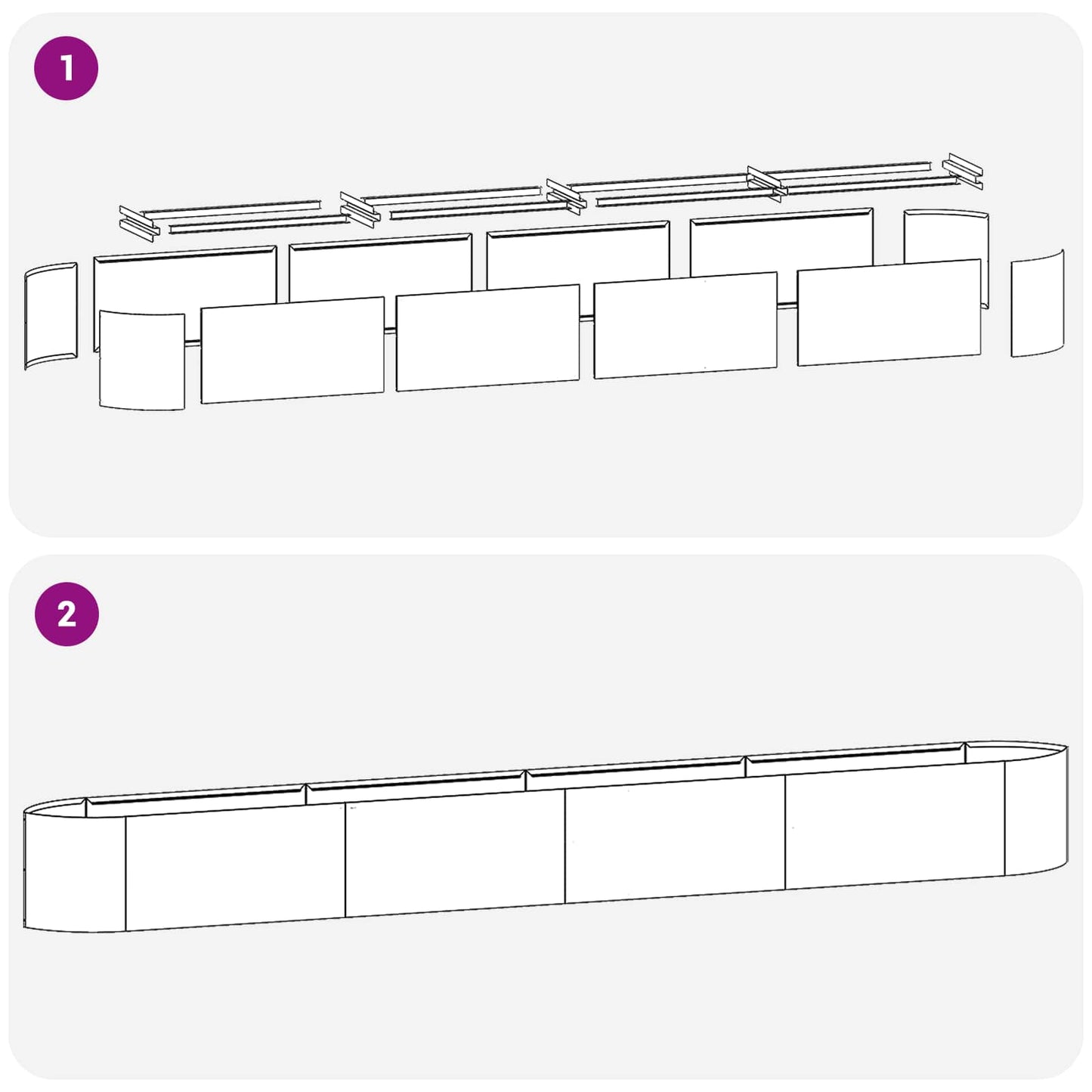 Letto rialzato da giardino Bianco 380 x 40 x 40 cm Acciaio | homemem39