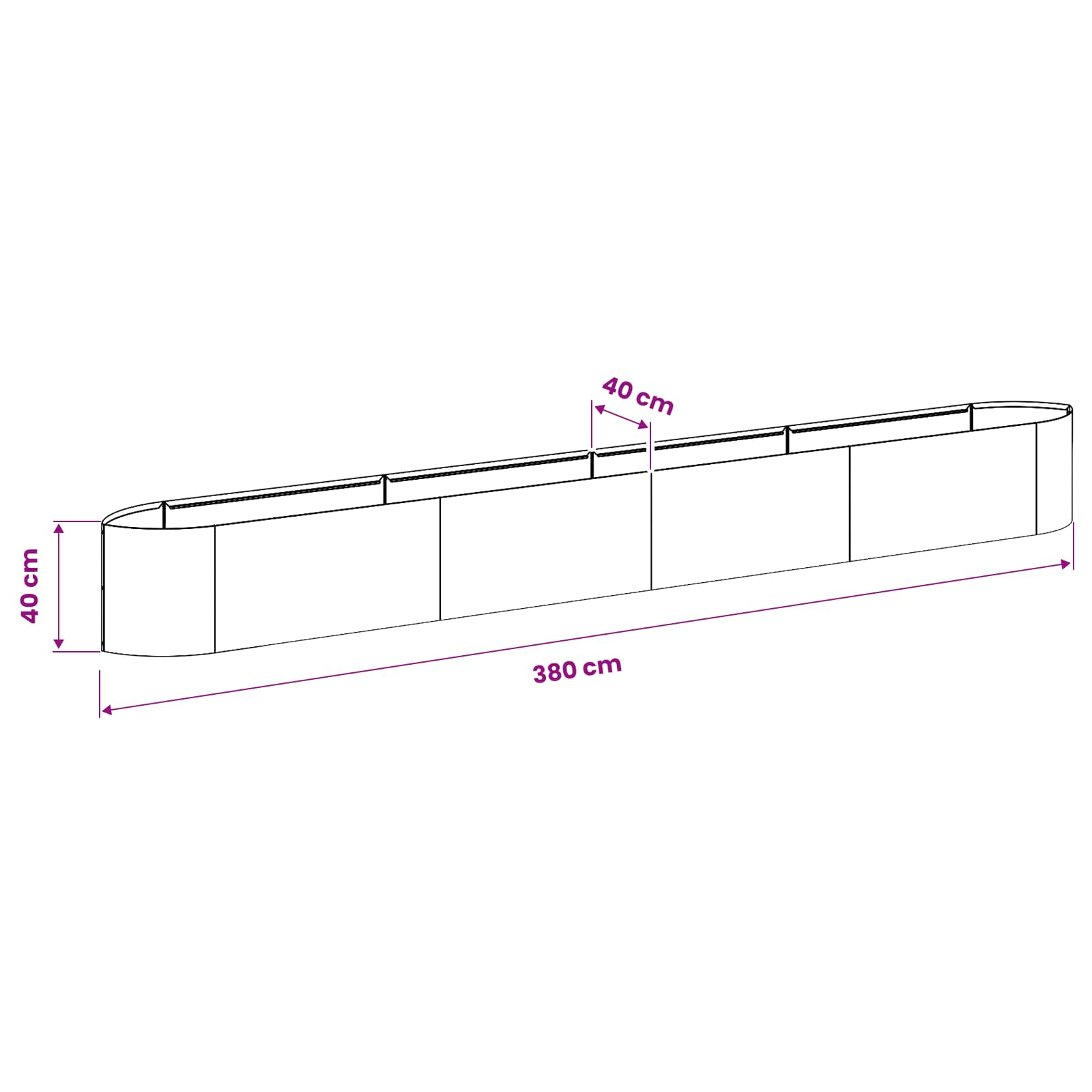 Letto rialzato da giardino Bianco 380 x 40 x 40 cm Acciaio | homemem39