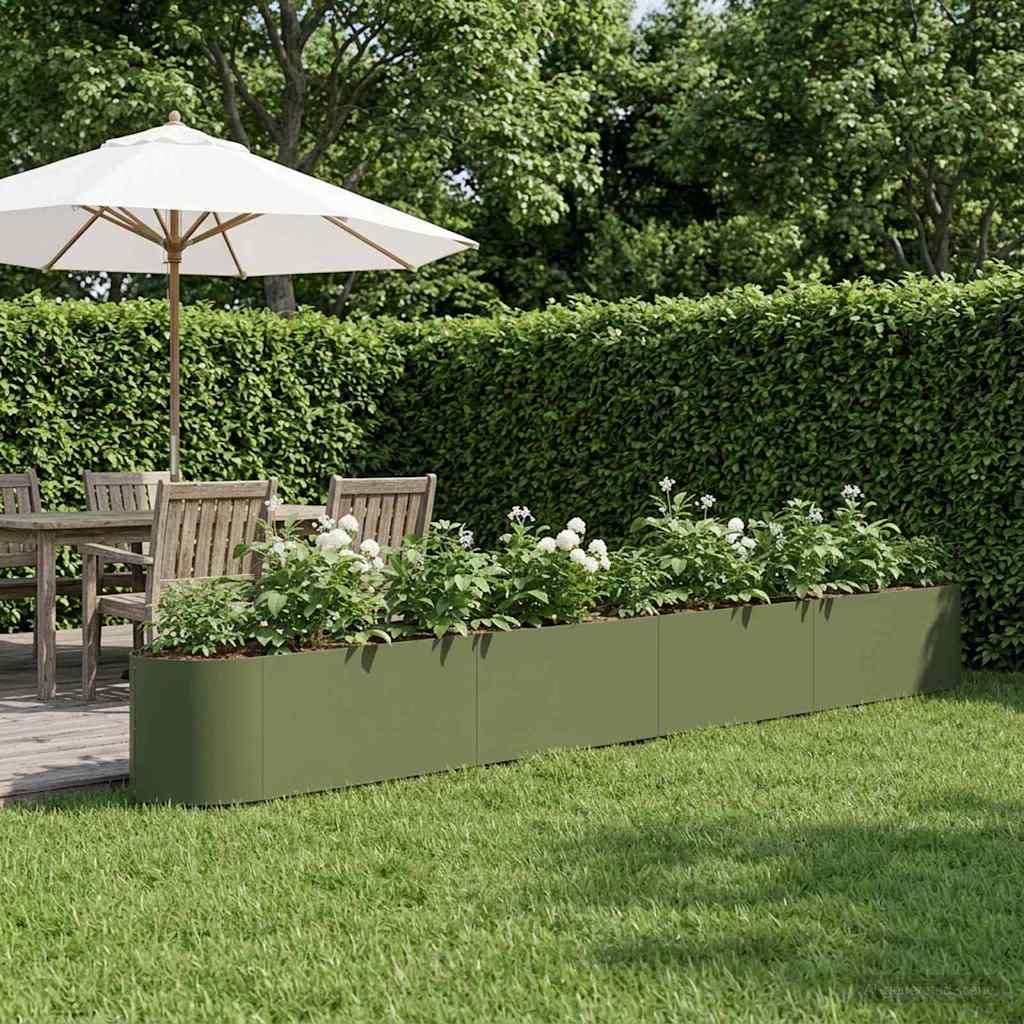 Letto rialzato da giardino Verde Oliva 380 x 40 x 40 cm Acciaio | homemem39