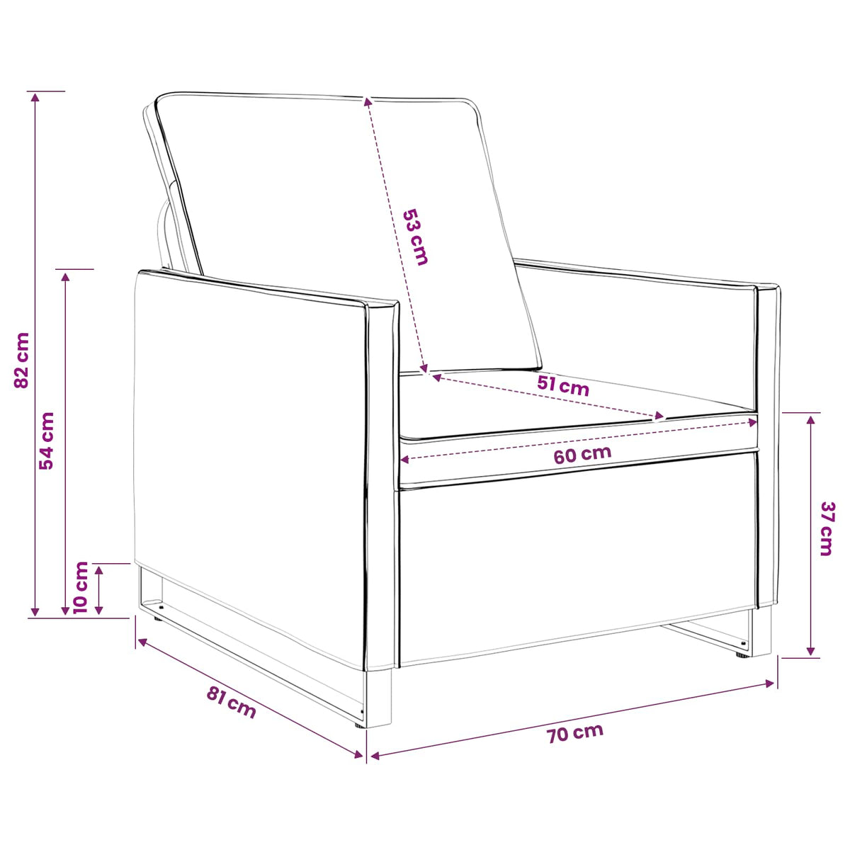 Poltrona Verde militare 70 x 81 x 82 cm | homemem39