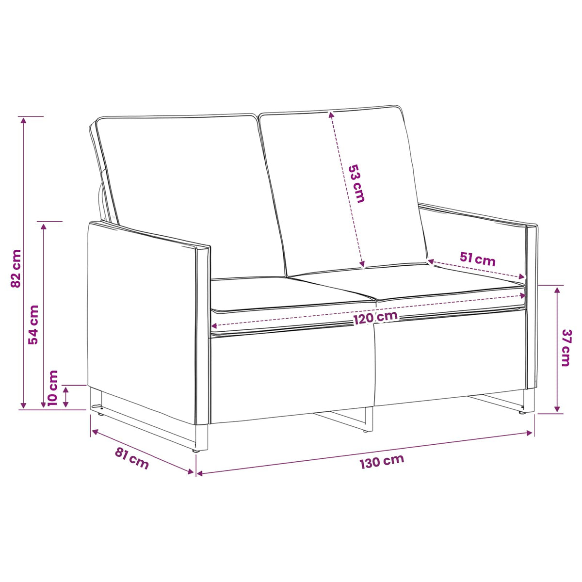Divano a 2 posti Grigio Scuro 130 x 81 x 82 cm | homemem39