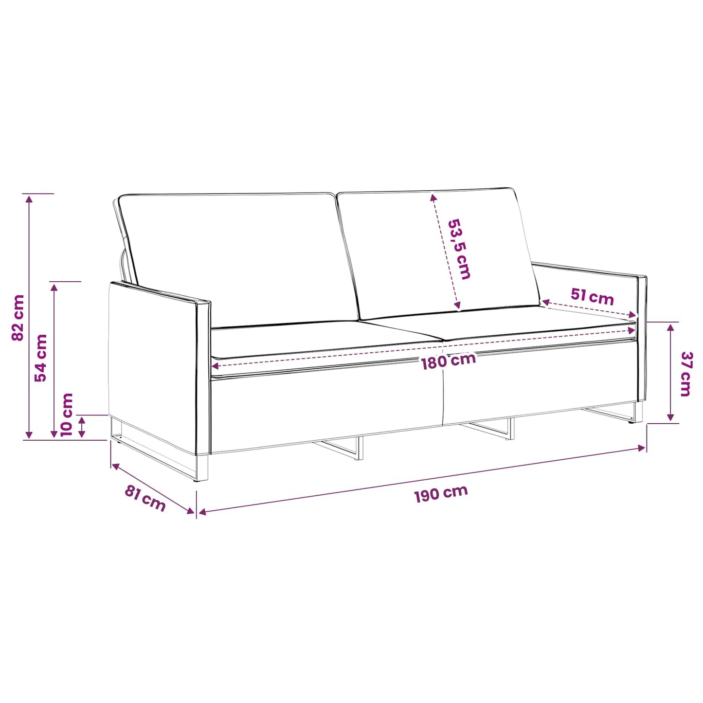 Divano a 3 posti Grigio Scuro 190 x 81 x 82 cm | homemem39