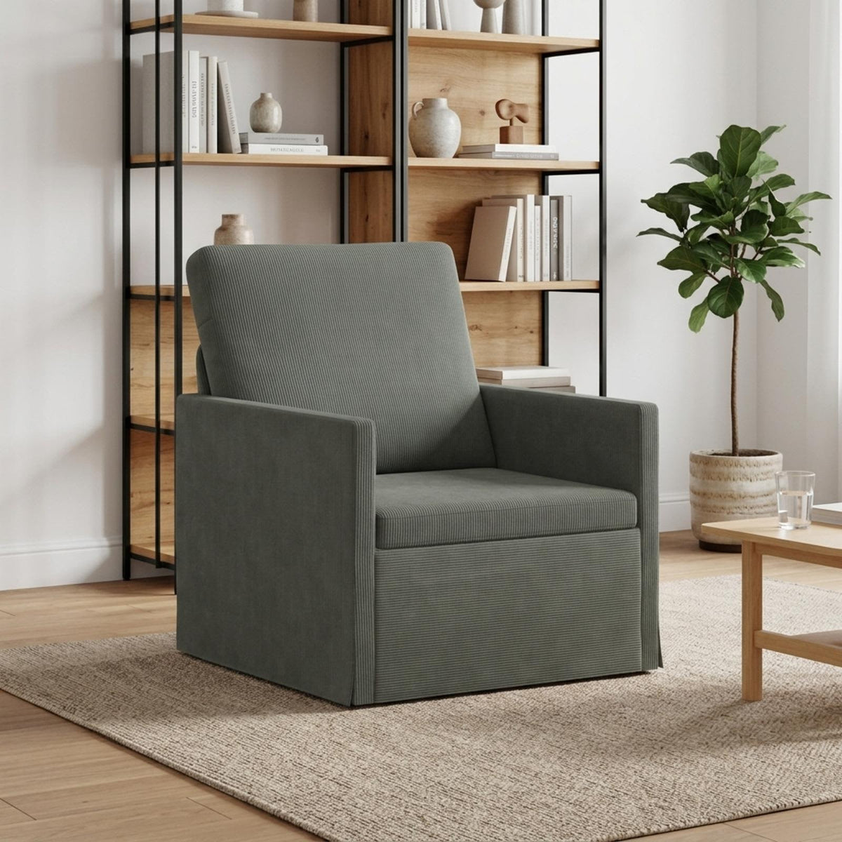 Poltrona Grigio Scuro 70 x 81 x 82 cm Tessuto in Cords
