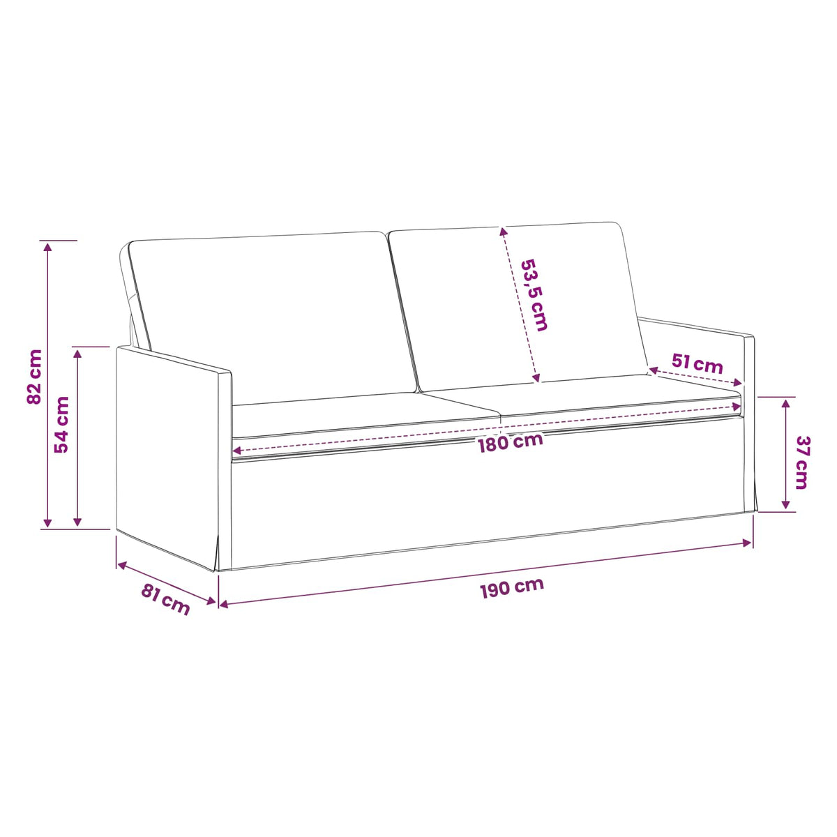 Divano a 3 posti Blu 190 x 81 x 82 cm Tessuto | homemem39