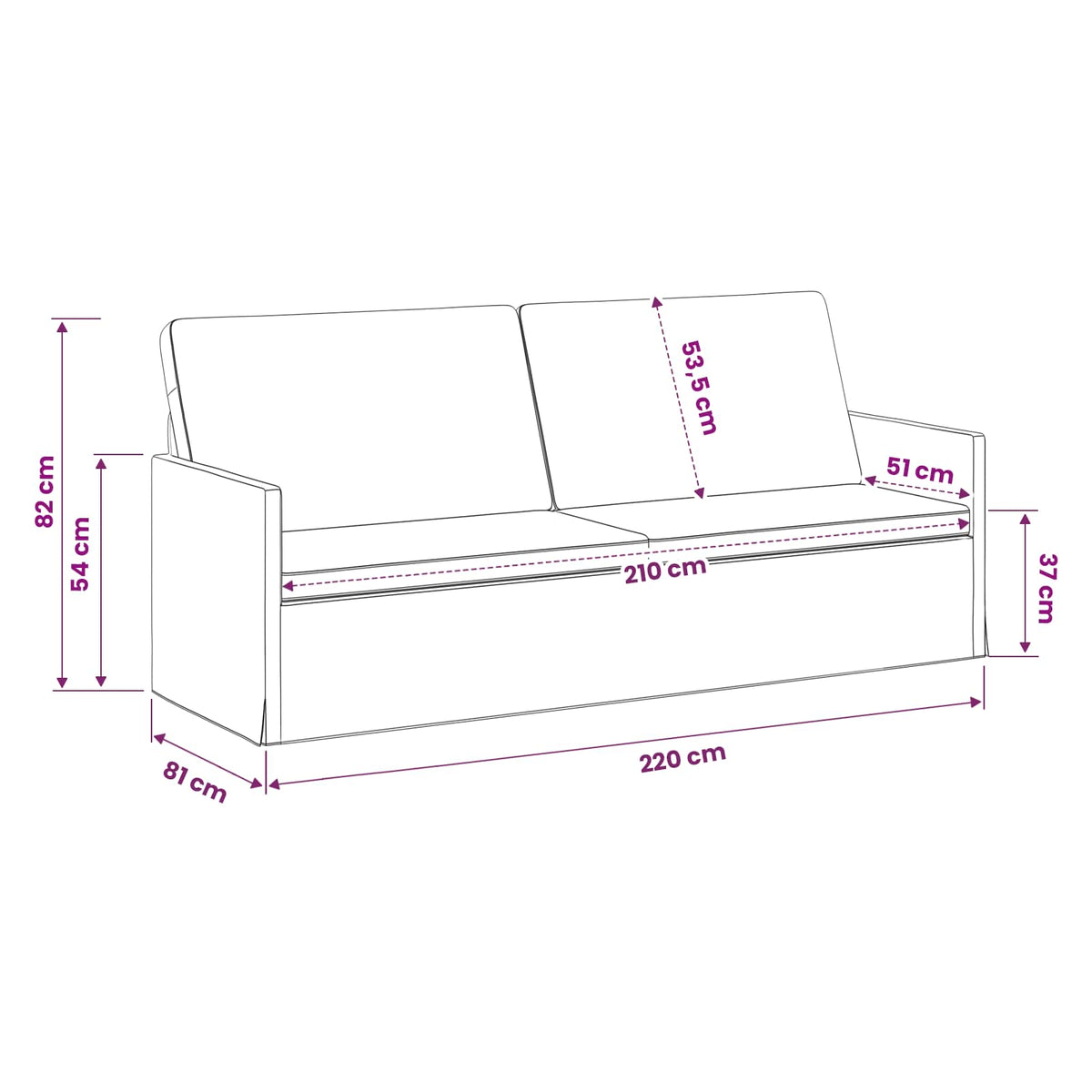 Divano a 3 posti Grigio Scuro 220 x 81 x 82 cm Tessuto | homemem39