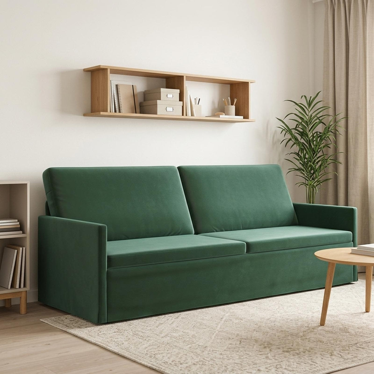Divano a 3 posti Verde Scuro 220 x 81 x 82 cm Velluto (V)
