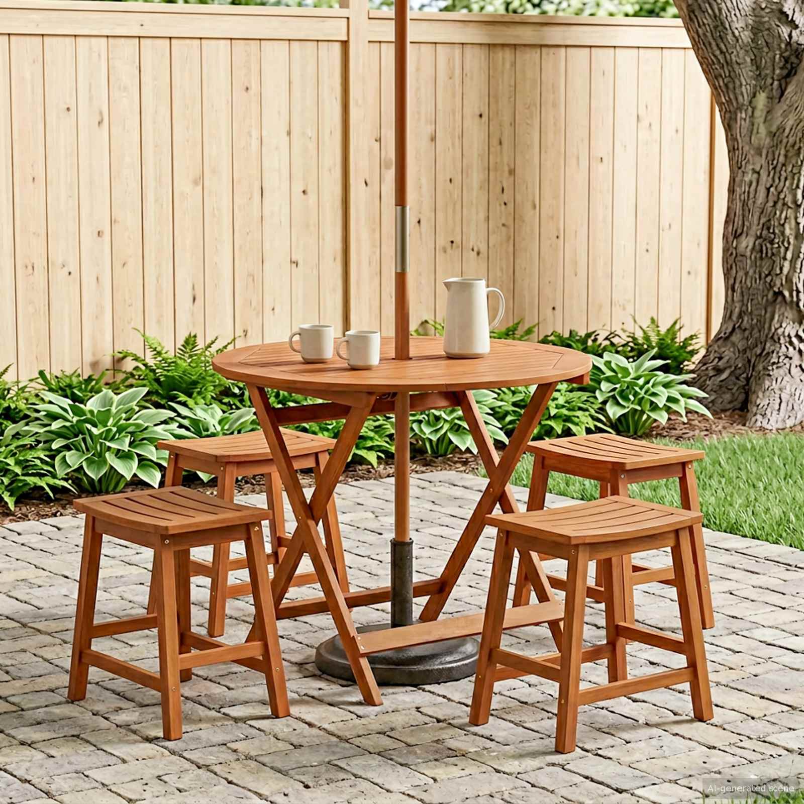 Tavolo da Giardino Pieghevole Marrone Ø 90 x 75 cm | homemem39