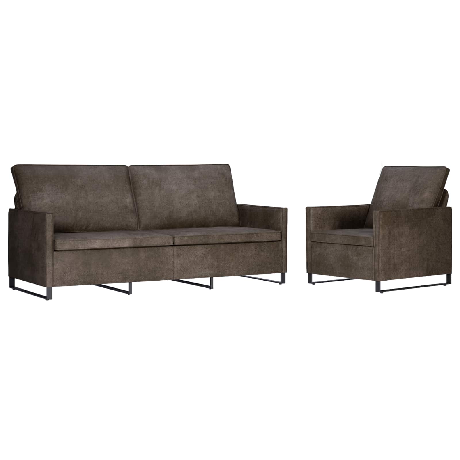 Set di divani 2 pcs Grigio Scuro Tessuto scamosciato sintetico | homemem39