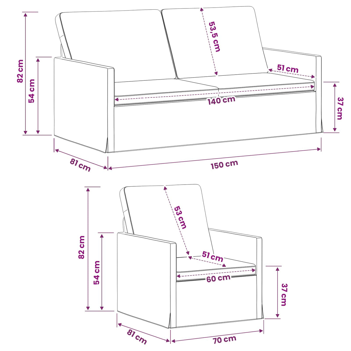 Set di divani 2 pcs Grigio Chiaro Tessuto | homemem39