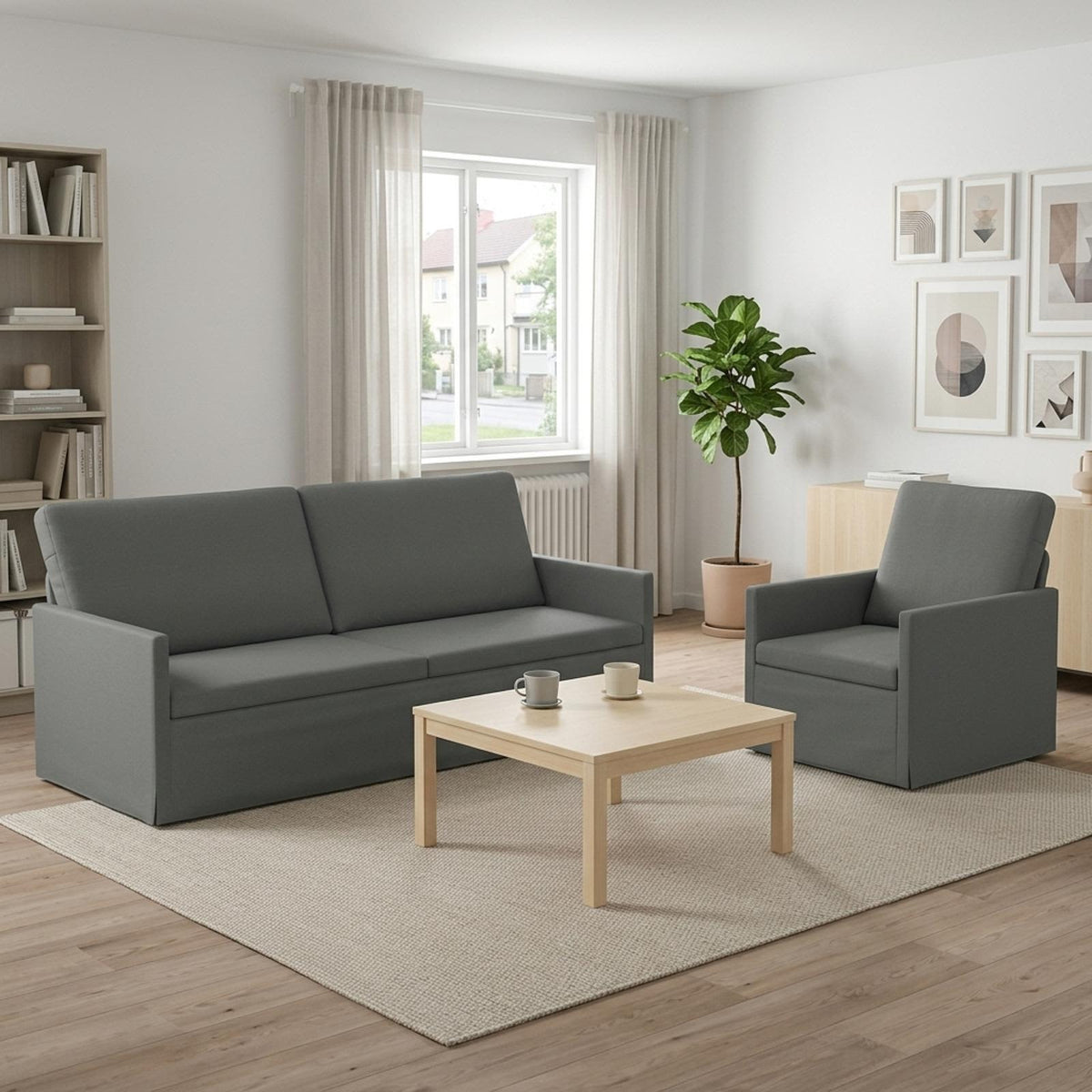 Set di divani 2 pcs Grigio Scuro Tessuto | homemem39