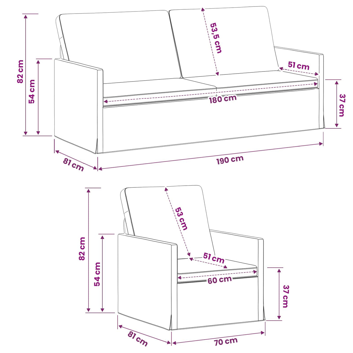 Set di divani 2 pcs Grigio Scuro Tessuto