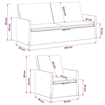 Set di divani 2 pcs Grigio Scuro Tessuto