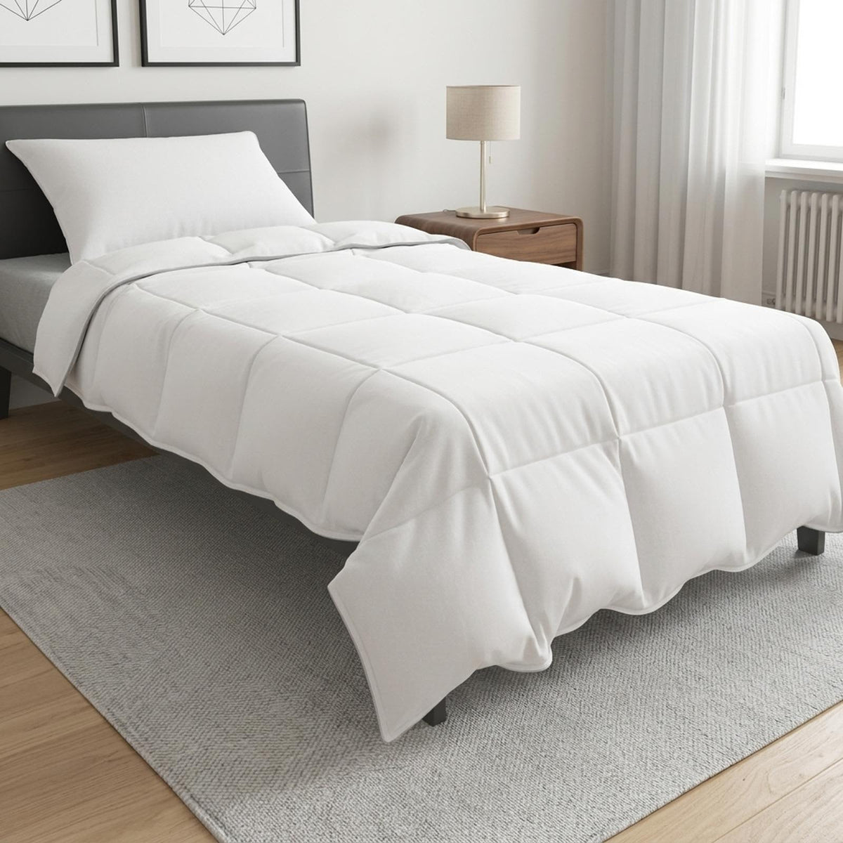 Set di Piumoni 2 pz 140 x 200 cm Tutte le stagioni Bambù Bianco