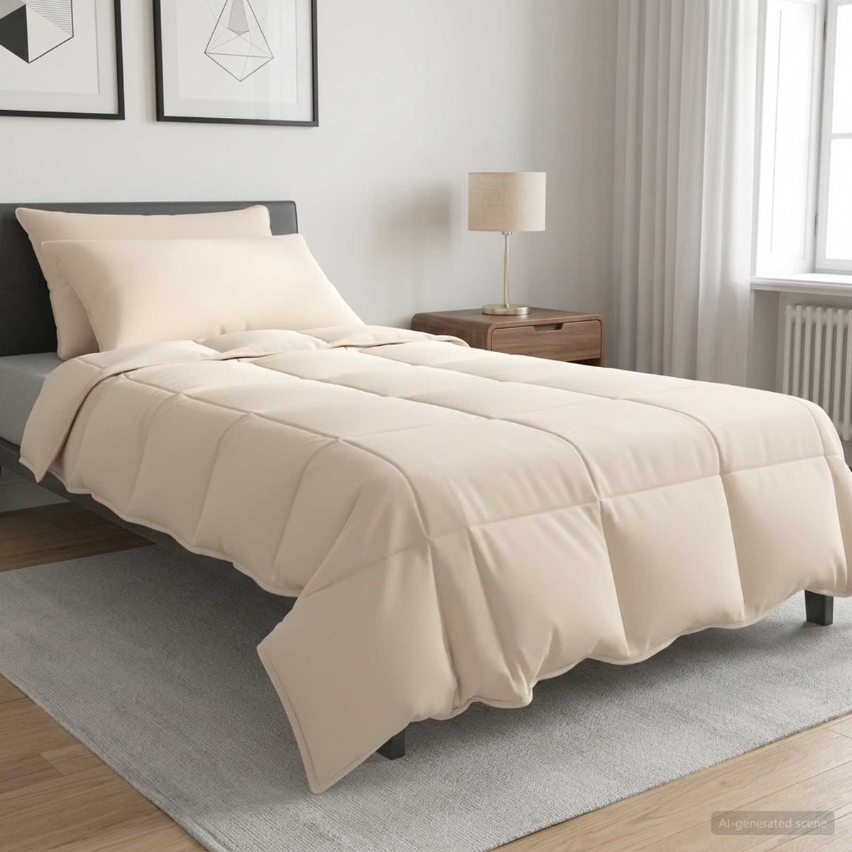 Set di Piumoni 2 pz 135 x 220 cm Tutte le stagioni Beige