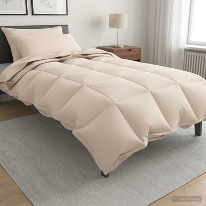 Set di Piumoni 2 pz 140 x 220 cm Kapok e Poliestere Beige