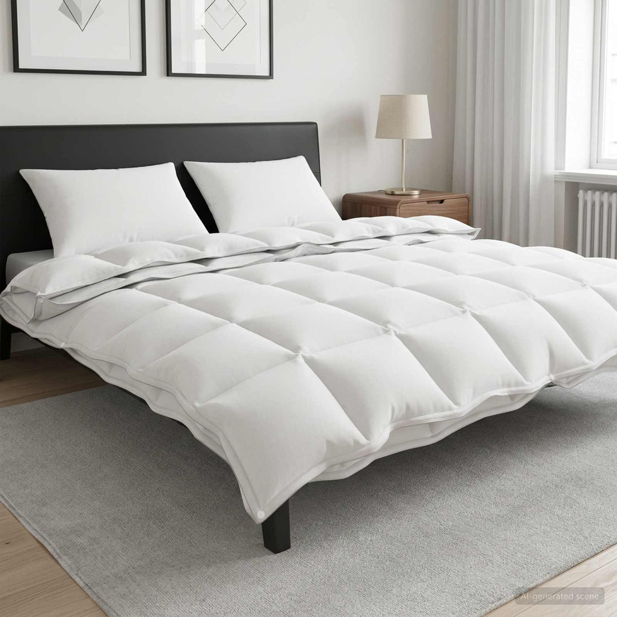 Set di Piumoni 3 pz 240 x 220 cm Tutte le stagioni Bambù Bianco