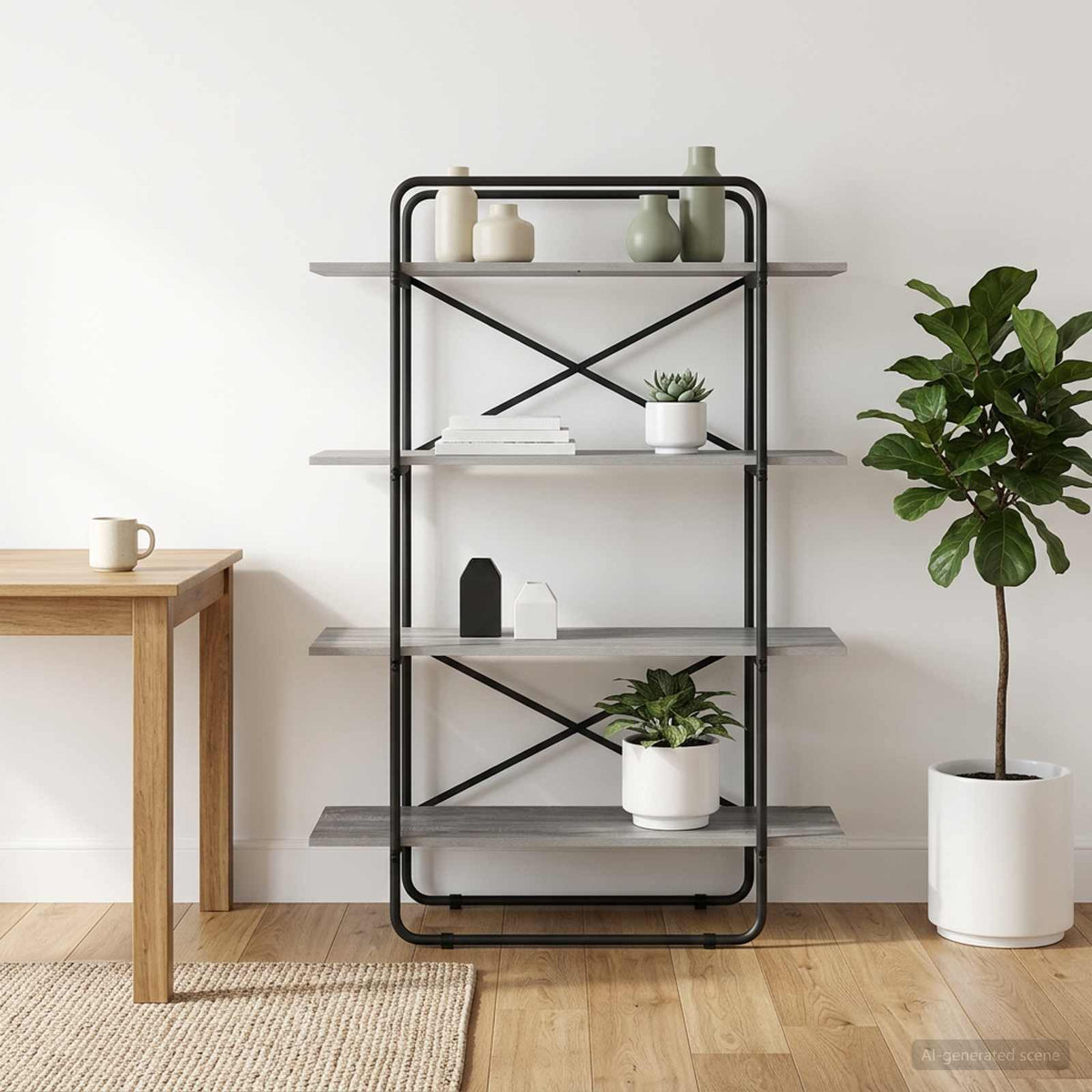Libreria 4 livelli 100 x 35 x 140 cm PB Sonoma grigio | homemem39