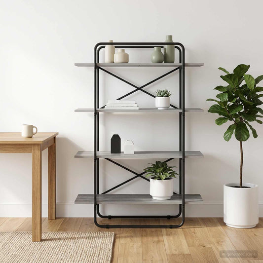 Libreria 4 livelli 100 x 35 x 140 cm PB Sonoma grigio | homemem39