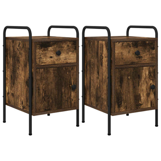 Armadio da Notte 2 pz Rovere Fumo 35 x 36,5 x 61 cm