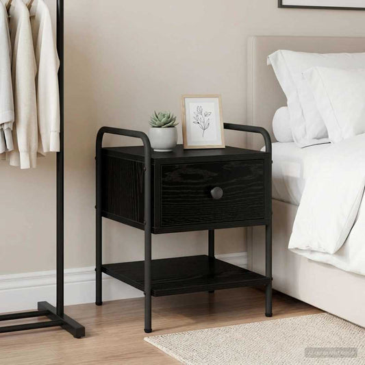Armadio da Notte Rovere Nero 35 x 36,5 x 47 cm | homemem39