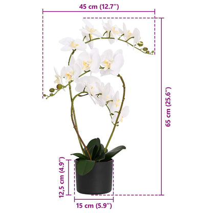 Pianta di Orchidea Artificiale con Vaso Bianco 45 x 15 x 65 cm | homemem39