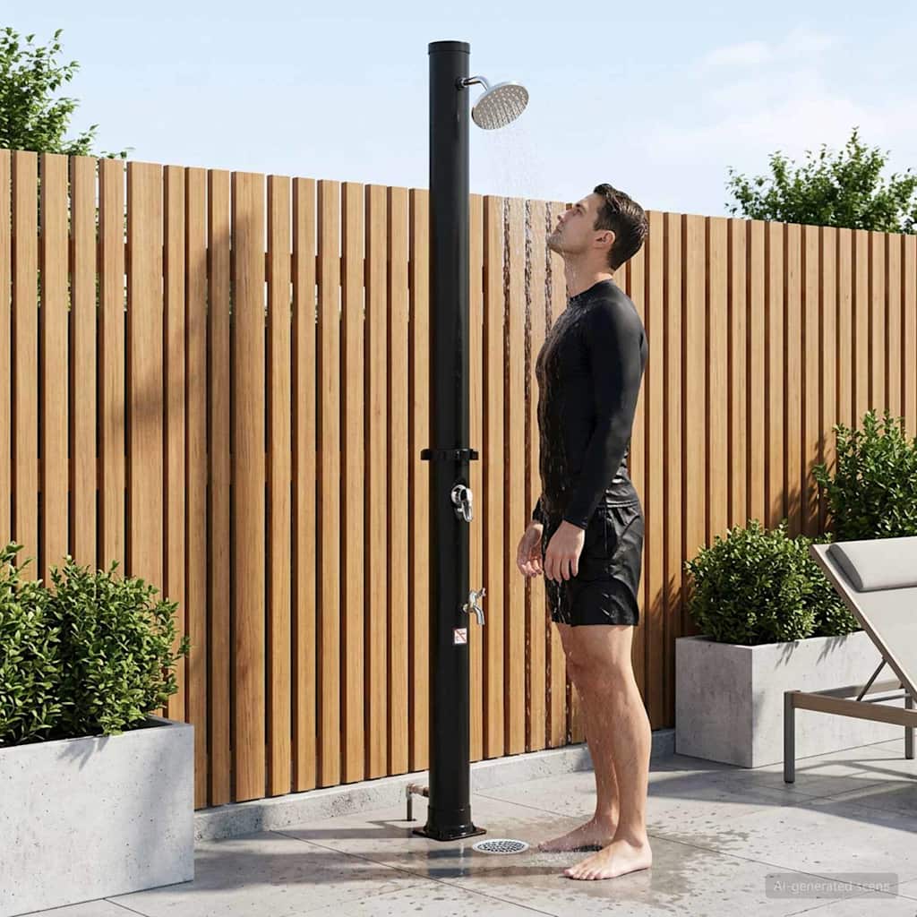 Doccia solare con testa doccia e rubinetto 20 l Nero | homemem39