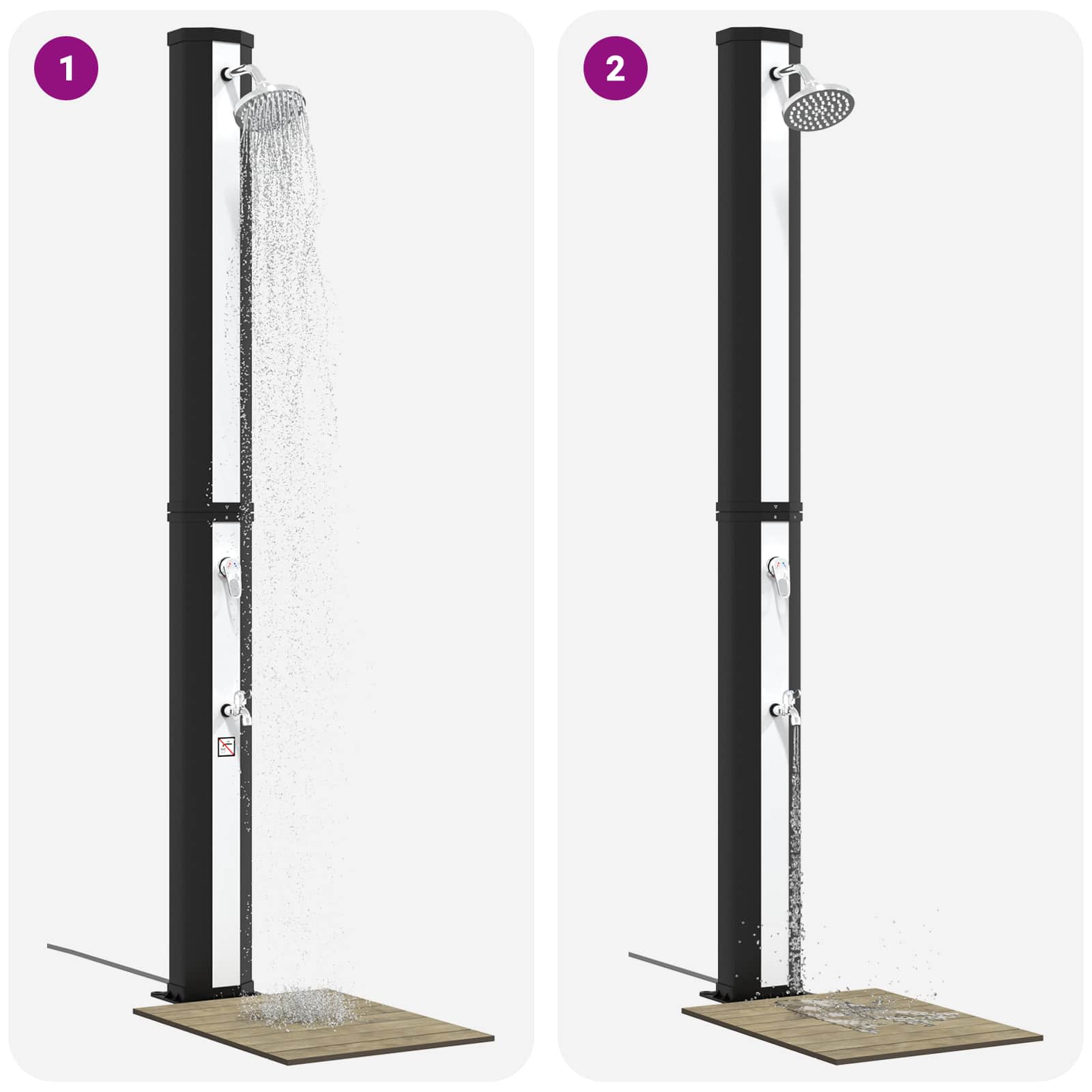 Doccia solare con testa doccia e rubinetto 40 l Nero e Argento | homemem39