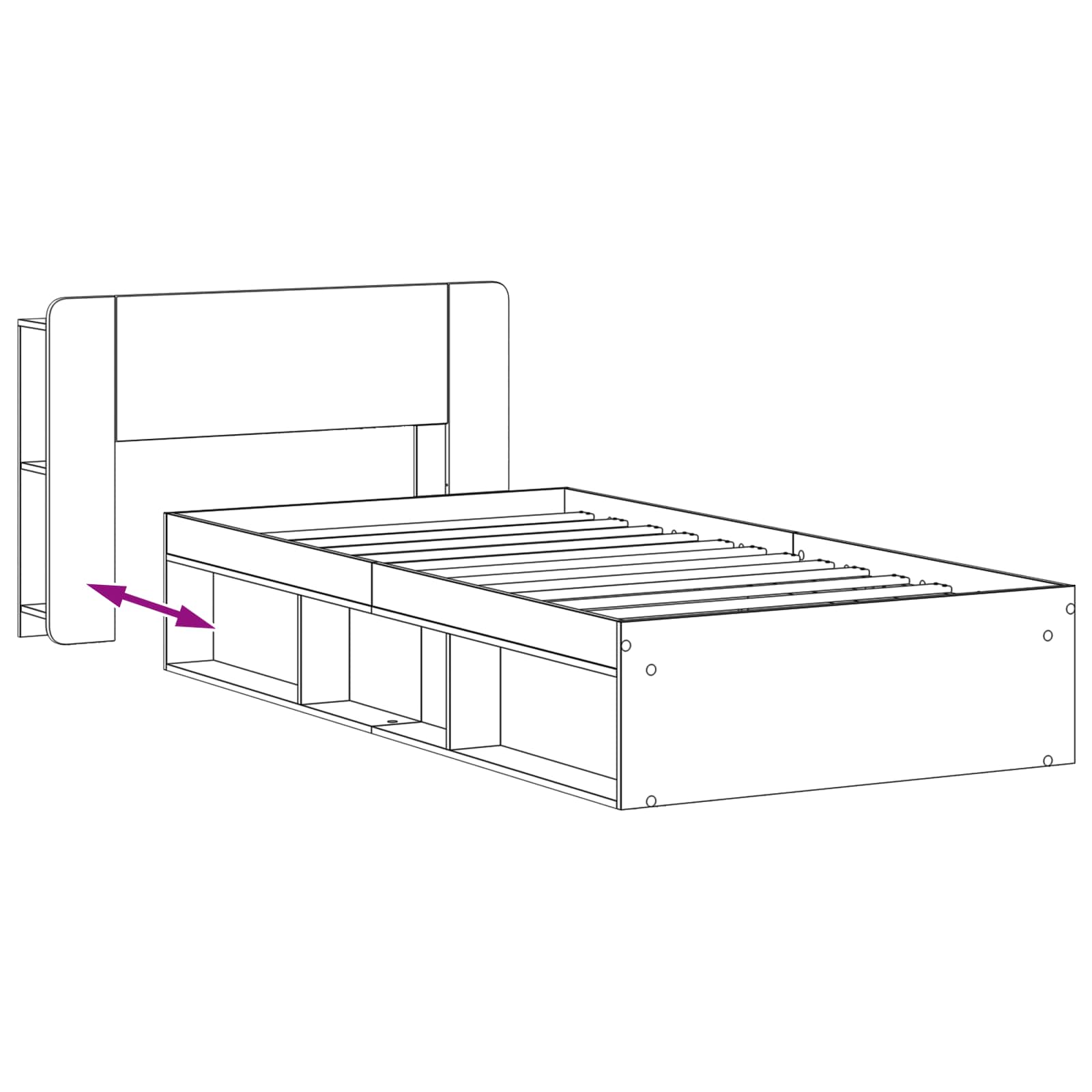 Telaio del letto con storage Sonoma grigio 75 x 190 cm | homemem39