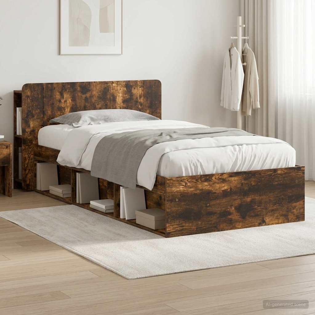 Telaio del letto con storage Rovere Fumo 75 x 190 cm | homemem39