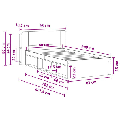 Telaio del letto con storage Rovere Fumo 80 x 200 cm | homemem39