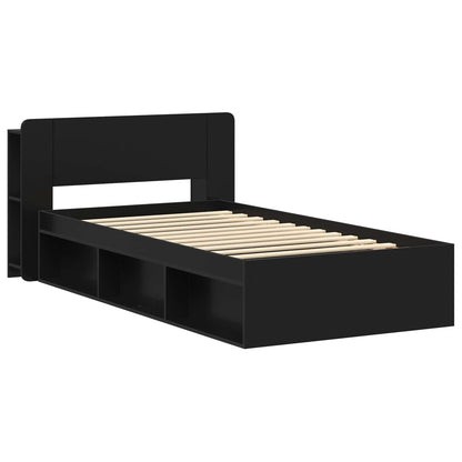 Telaio del letto con storage con testiera Nero 90 x 190 cm | homemem39