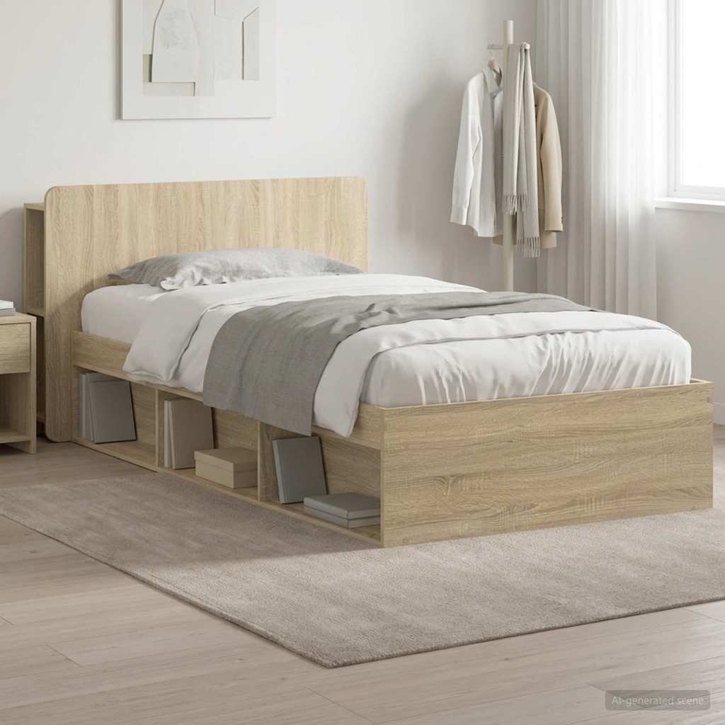 Telaio del letto con storage Rovere Sonoma 90 x 190 cm | homemem39