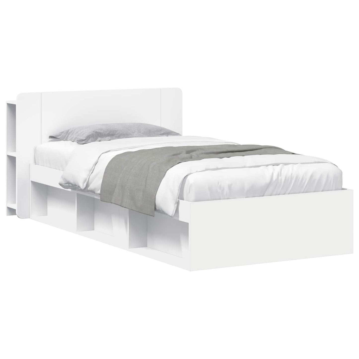 Telaio del letto con storage con testiera Bianco 90 x 190 cm | homemem39