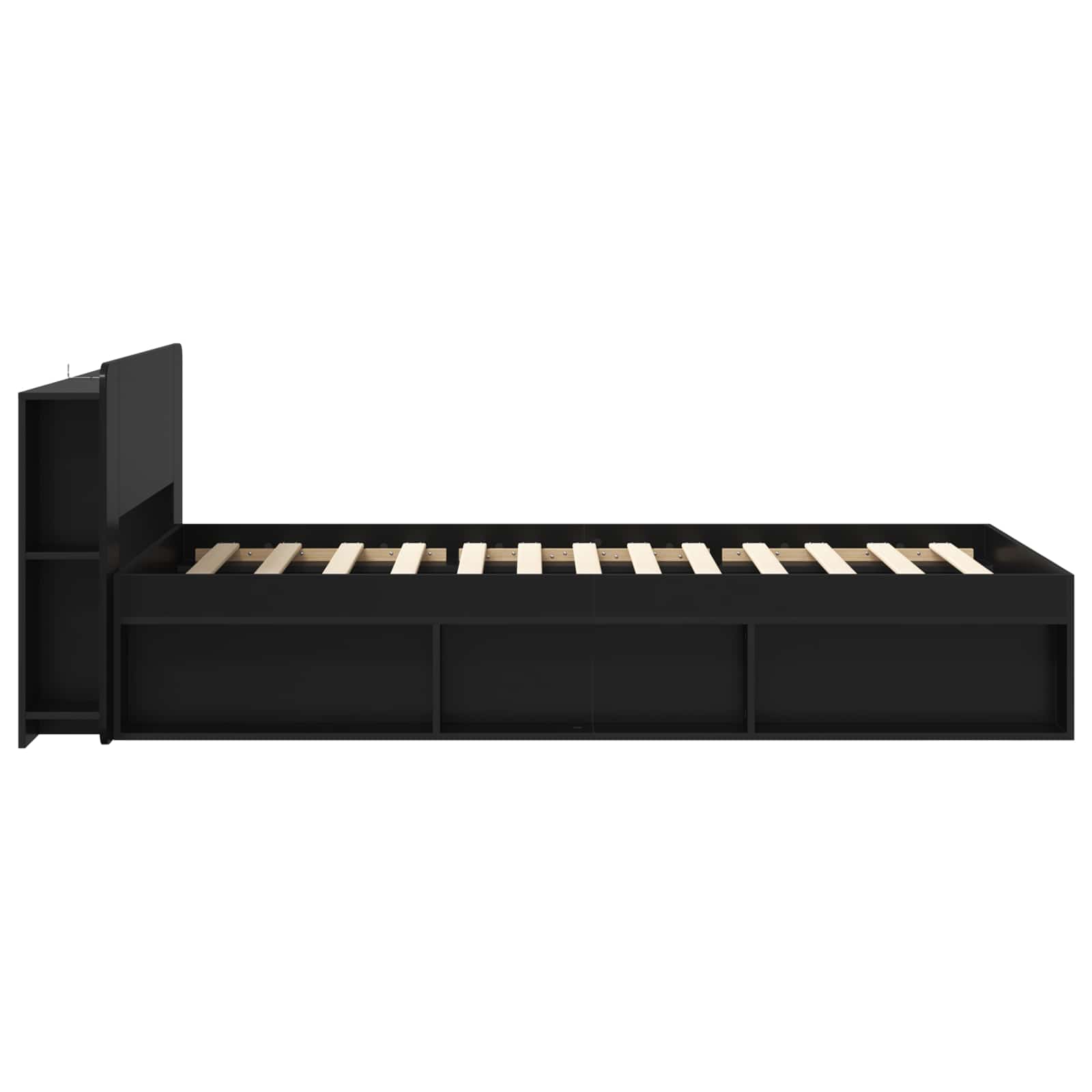 Telaio del letto con storage con testiera Nero 100 x 200 cm | homemem39