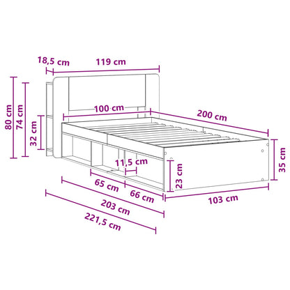 Telaio del letto con storage con testiera Nero 100 x 200 cm | homemem39