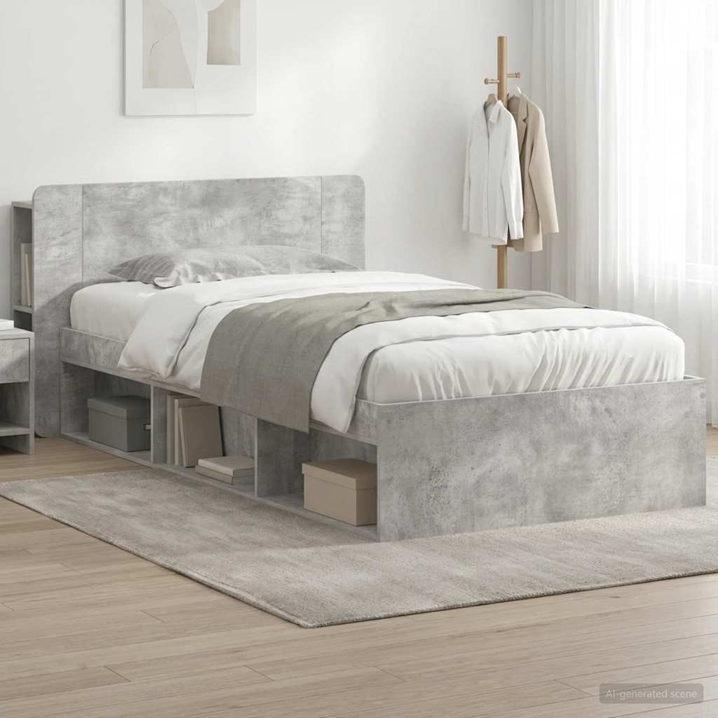 Telaio del letto con storage Grigio Cemento 100 x 200 cm | homemem39