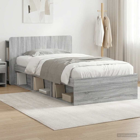 Telaio del letto con storage Sonoma grigio 100 x 200 cm | homemem39