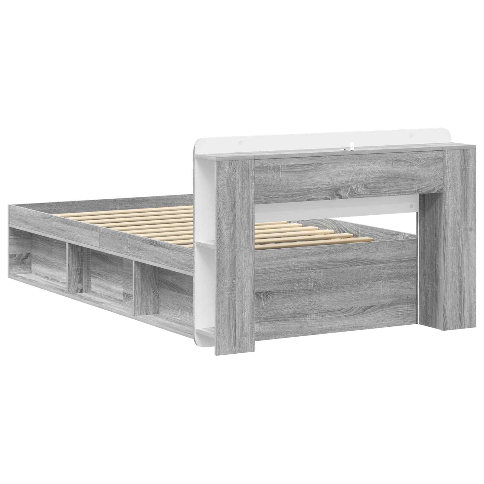 Telaio del letto con storage Sonoma grigio 100 x 200 cm | homemem39
