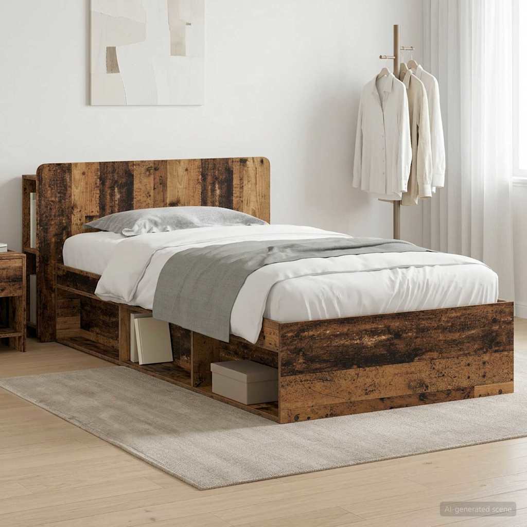 Telaio del letto con storage Legno antico 100 x 200 cm | homemem39