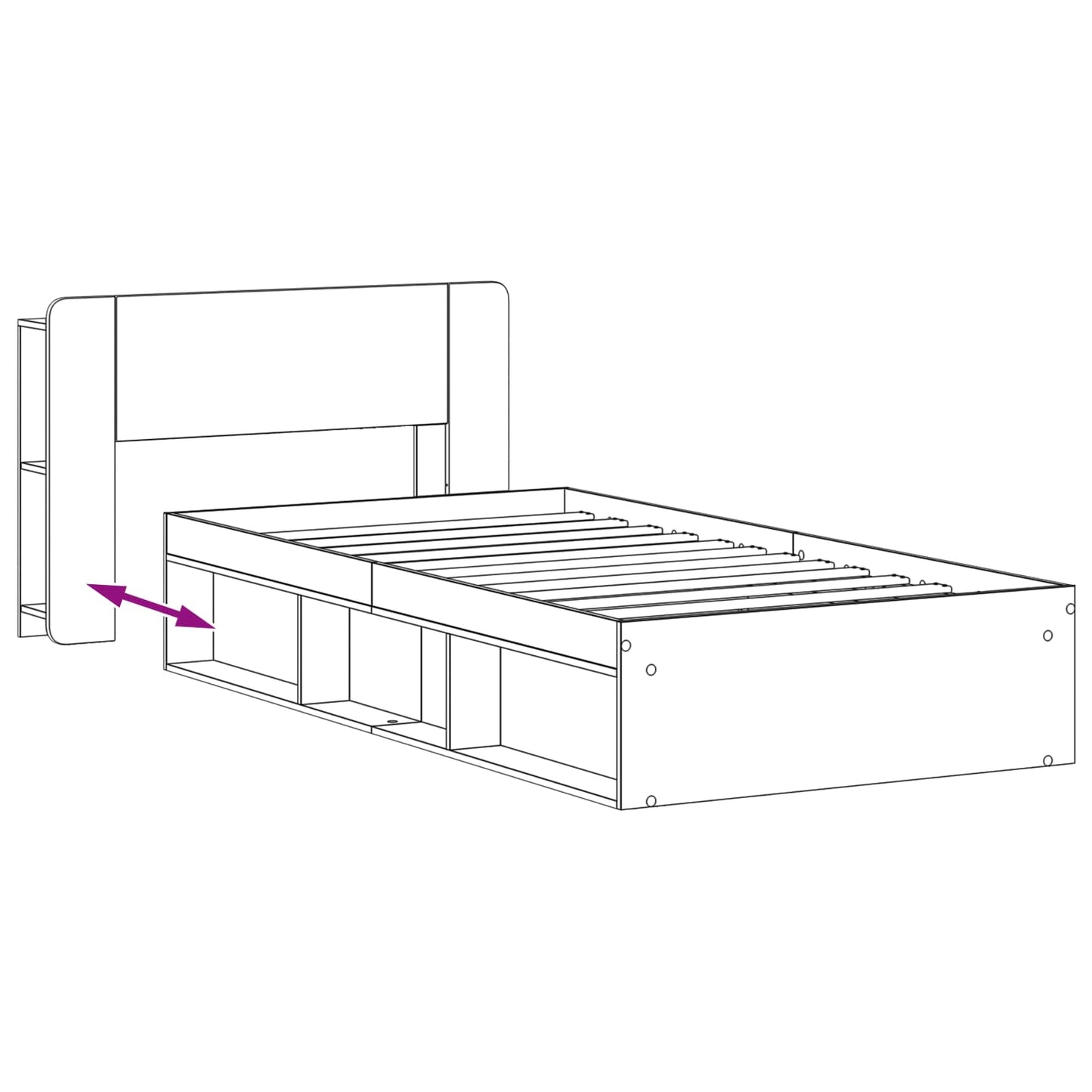 Telaio del letto con storage Legno antico 100 x 200 cm | homemem39