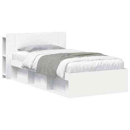Telaio del letto con storage con testiera Bianco 100 x 200 cm | homemem39
