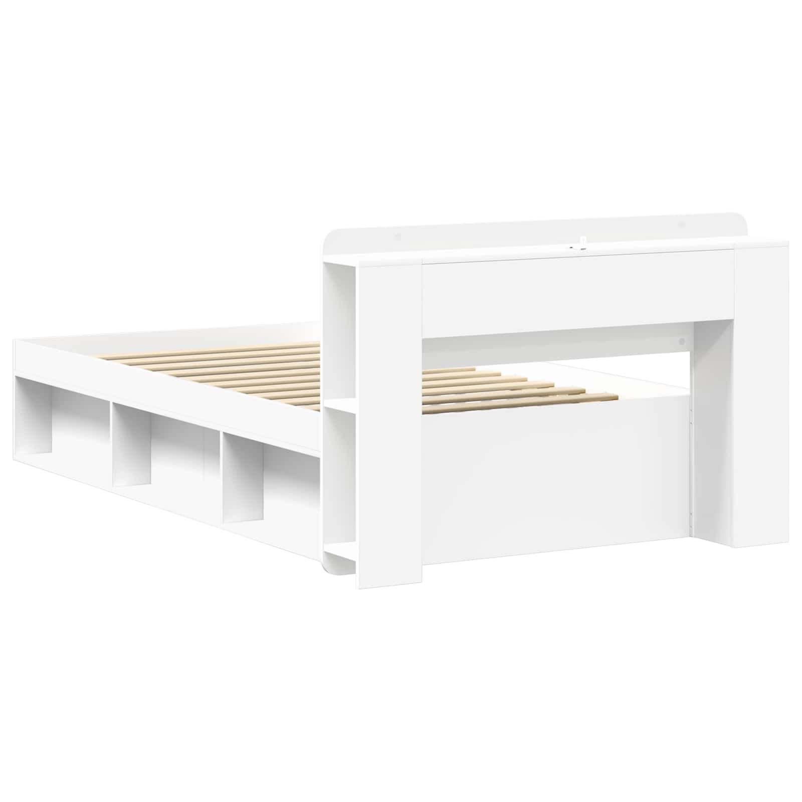 Telaio del letto con storage con testiera Bianco 100 x 200 cm | homemem39