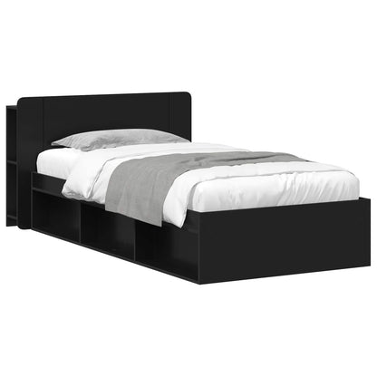 Telaio del letto con storage con testiera Nero 90 x 200 cm | homemem39