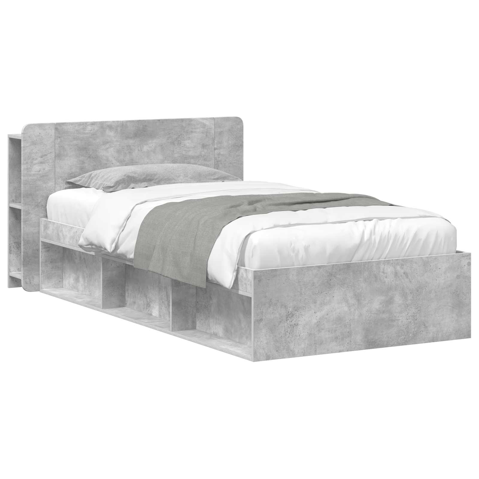Telaio del letto con storage Grigio Cemento 90 x 200 cm | homemem39