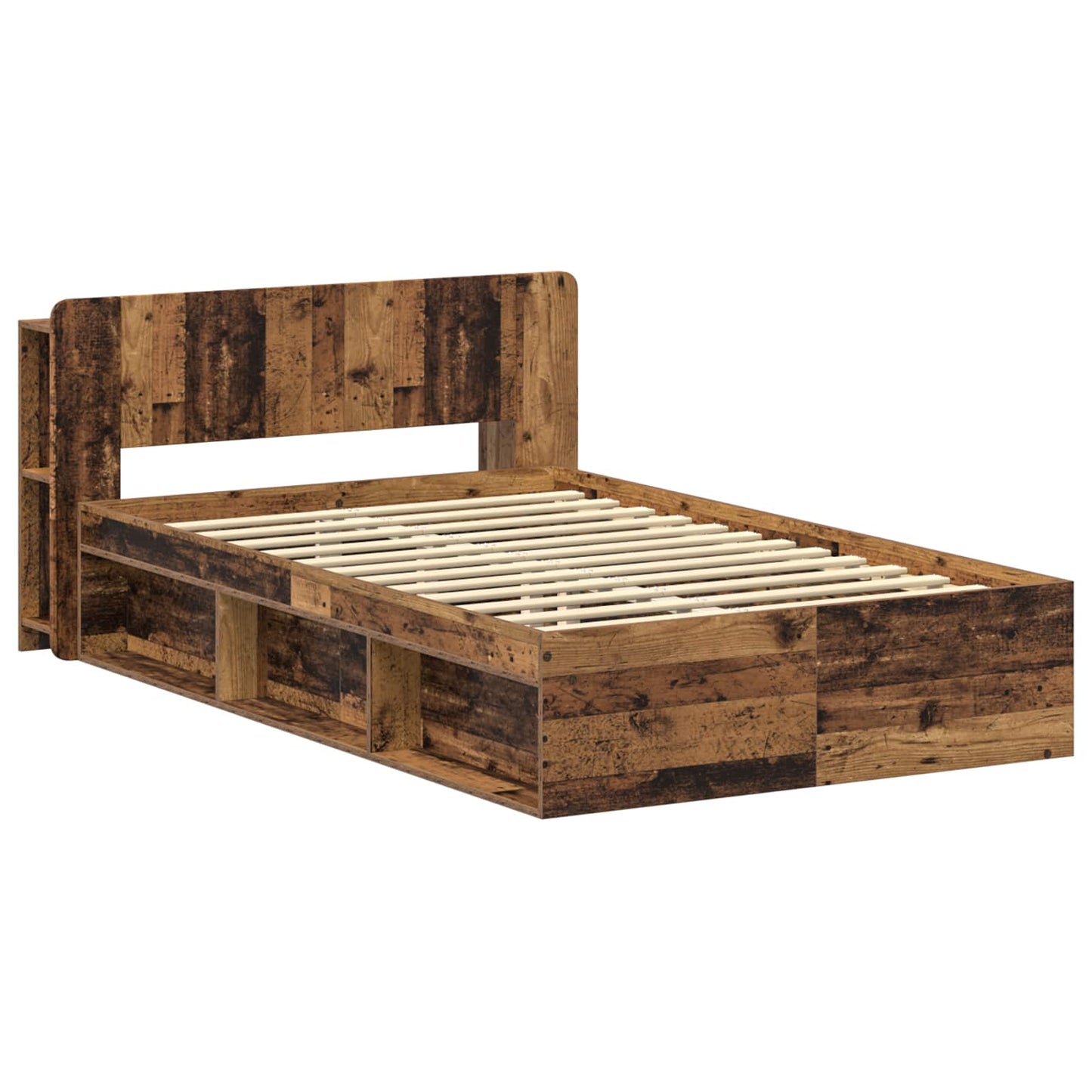 Telaio del letto con storage Legno antico 120 x 190 cm | homemem39