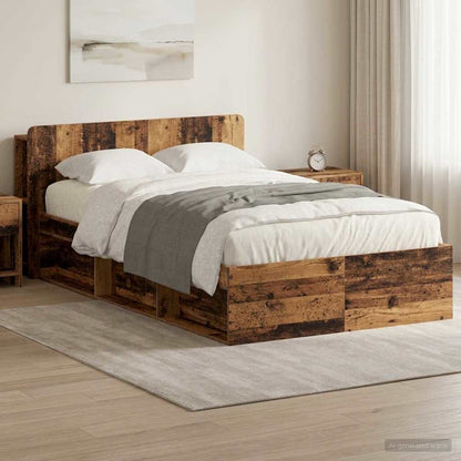 Telaio del letto con storage Legno antico 120 x 200 cm
